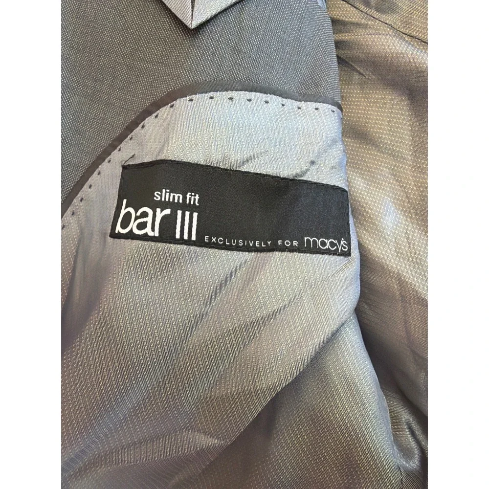 Bar III Mens Slim Fit 100% Wool Blazer Sport Coat Blue Grey 42R Macys